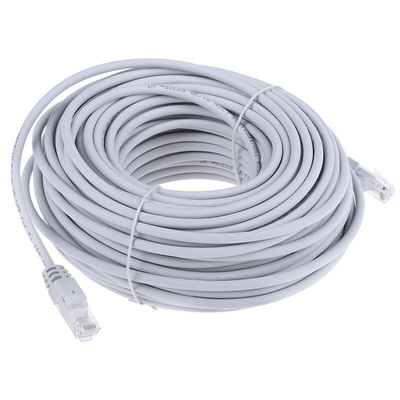RS PRO Cat5e Male RJ45 to Male RJ45 Ethernet Cable, U/UTP, Grey LSZH Sheath, 30m