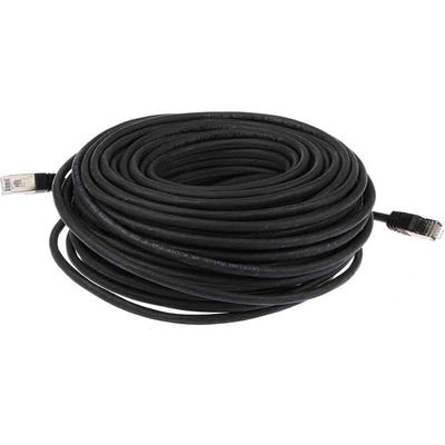 RS PRO Cat6 Male RJ45 to Male RJ45 Ethernet Cable, F/UTP, Black LSZH Sheath, 30m