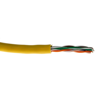 RS PRO Cat5 Ethernet Cable, U/UTP, Yellow PVC Sheath, 50m