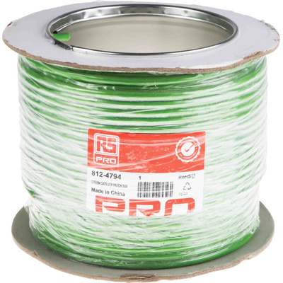 RS PRO Cat5 Ethernet Cable, U/UTP, Green PVC Sheath, 50m