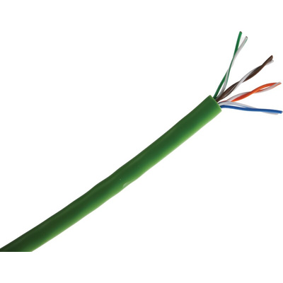 RS PRO Cat5 Ethernet Cable, U/UTP, Green PVC Sheath, 50m