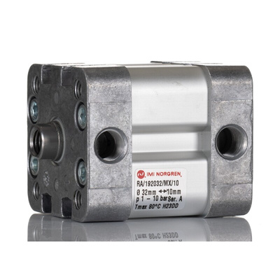 Norgren Pneumatic Compact Cylinder - RA/192032/MX/10, 32mm Bore, 10mm Stroke, RA/192000/M Series, Double Acting