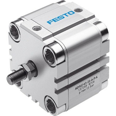 Festo Pneumatic Compact Cylinder - AEVUZ-80-15, 80mm Bore, 15mm Stroke, AEVUZ Series, Single Acting