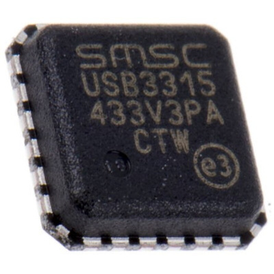 Microchip USB3315C-CP-TR, USB Transceiver, USB 2.0, 1.8 to 3.3 V, 24-Pin QFN