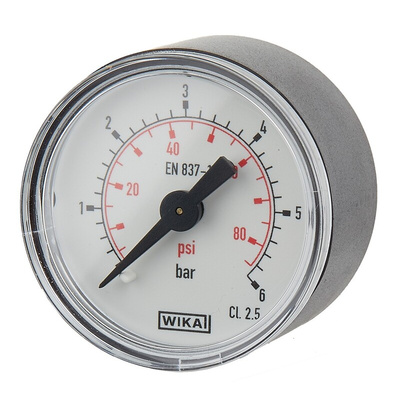 RS PRO Analogue Pressure Gauge 6bar Back Entry, RS Calibration, 0bar min.