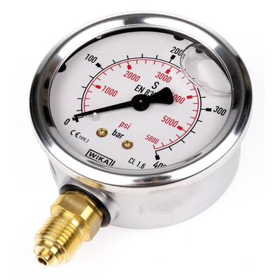WIKA G 1/4 Analogue Pressure Gauge 400bar Bottom Entry, 9626969, 0bar min.