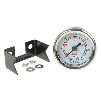 SMC Analogue Pressure Gauge 4bar Back Entry, 4K8-4P, 0bar min.