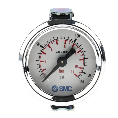 SMC Analogue Pressure Gauge 10bar Back Entry, 4K8-10P, 1bar min.