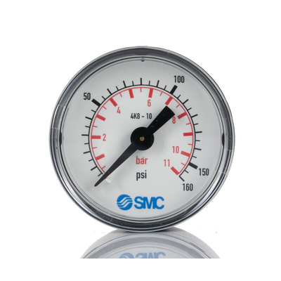 SMC Analogue Pressure Gauge 10bar Back Entry, 4K8-10, 1bar min.