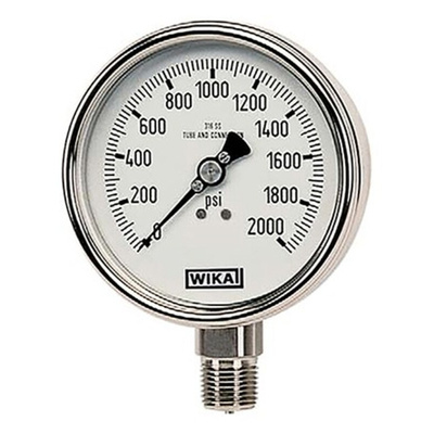 WIKA Analogue Pressure Gauge 3000psi Bottom Entry, 9831988, UKAS