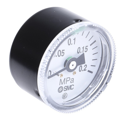 SMC Analogue Pressure Gauge 0.2MPa Back Entry, G46-2-01, RS Calibration, 0MPa min.