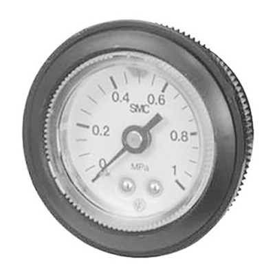 SMC Analogue Pressure Gauge 1MPa Back Entry, G46-P10-02-X30, RS Calibration, 0MPa min.