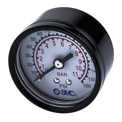 SMC Analogue Pressure Gauge 10bar Back Entry, 5K4-10, RS Calibration, 1bar min.