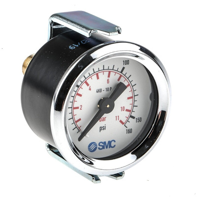 SMC Analogue Pressure Gauge 10bar Back Entry, 4K8-10P, UKAS, 1bar min.