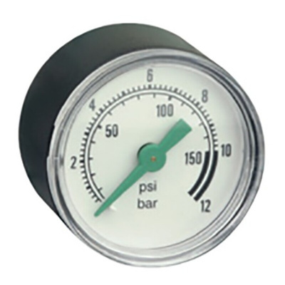 EMERSON – ASCO Analogue Pressure Gauge 10bar Back Entry, 34300014, RS Calibration, 0psi min.