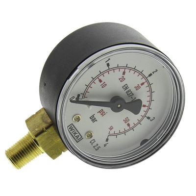WIKA Analogue Pressure Gauge 4bar Bottom Entry, 8327494, RS Calibration, 0bar min.