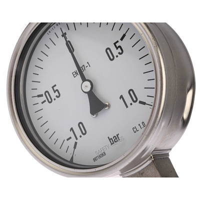 RS PRO G 1/2 Analogue Pressure Gauge 1bar Bottom Entry, RS Calibration, -1bar min.