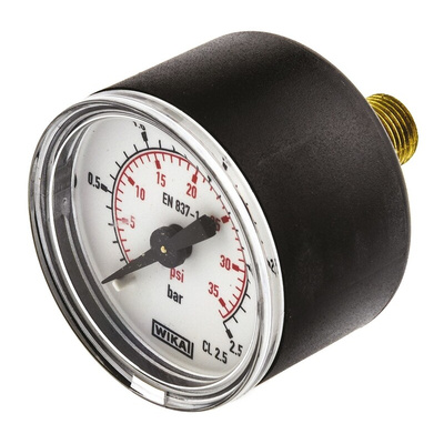 WIKA Analogue Pressure Gauge 2.5bar Back Entry, 7833500, UKAS, 0bar min.