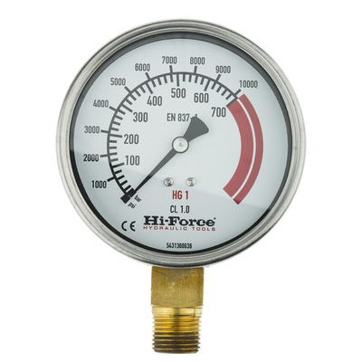 Hi-Force Analogue Pressure Gauge 700bar Bottom Entry, HG1, RS Calibration, 0bar min.