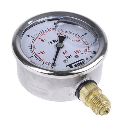 Sferaco G 1/4 Analogue Pressure Gauge 10bar Bottom Entry, 1613006, RS Calibration, 0bar min.