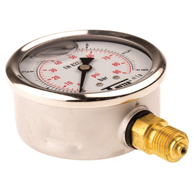 Sferaco G 1/4 Analogue Pressure Gauge 6bar Bottom Entry, 1613005, RS Calibration, 0bar min.