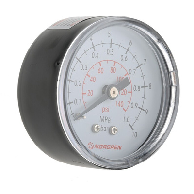 Norgren R 1/8 Analogue Pressure Gauge 10bar Back Entry, 18-013-013, RS Calibration, 0bar min.