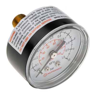 Norgren Analogue Pressure Gauge 10bar Back Entry, 18-013-989, RS Calibration, 0bar min.