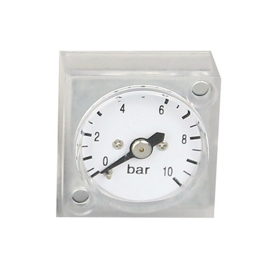 RS PRO Analogue Pressure Gauge 10bar Back Entry, 0bar min.