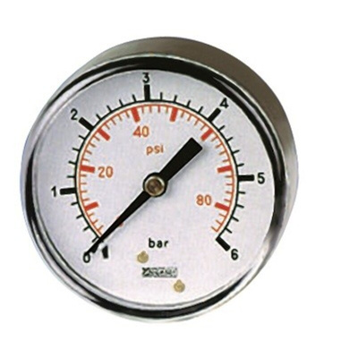 RS PRO BSP 1/8in Analogue Pressure Gauge 30psi Back Entry, 0psi min.