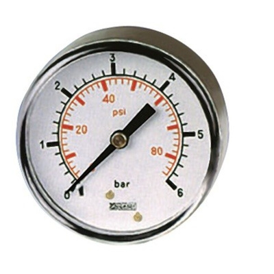 RS PRO BSP 1/8in Analogue Pressure Gauge 60psi Back Entry, 0psi min.