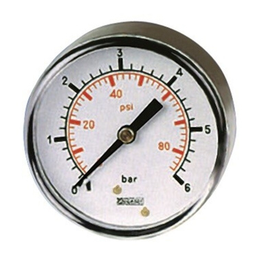 RS PRO BSP 1/8in Analogue Pressure Gauge 160psi Back Entry, 0psi min.