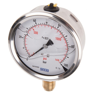 8888 Analogue Pressure Gauge 100bar Bottom Entry, 7075619, 0bar min.