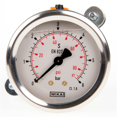 WIKA G 1/4 Analogue Pressure Gauge 6bar Back Entry, 7075538, 0bar min.