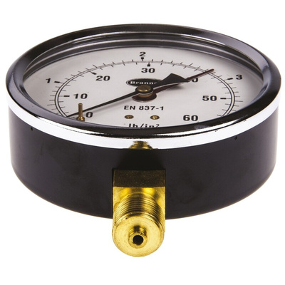 Brannan G 3/8 Analogue Pressure Gauge 4bar Bottom Entry, 34/653/0, 0bar min.