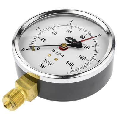 Brannan G 3/8 Analogue Pressure Gauge 10bar Bottom Entry, 34/655/0, 0bar min.
