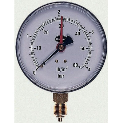 Brannan Analogue Pressure Gauge 10bar Bottom Entry, 34/655/0, RS Calibration, 0bar min.