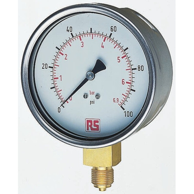 RS PRO G 3/8 Analogue Pressure Gauge 160psi Bottom Entry, RS Calibration