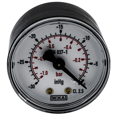 WIKA Analogue Pressure Gauge 0bar Back Entry, 7203736, -1bar min.