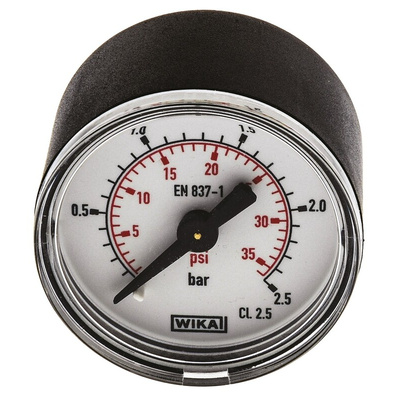 WIKA Analogue Pressure Gauge 2.5bar Back Entry, 7833500, 0bar min.