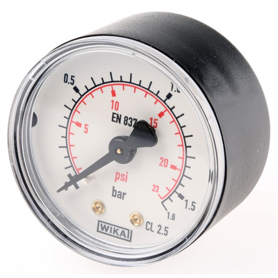 WIKA Analogue Pressure Gauge 1.6bar Back Entry, 7833586, 0bar min.