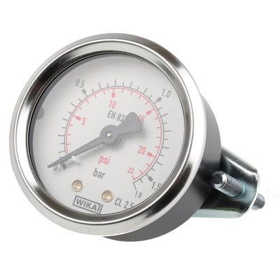 WIKA Analogue Pressure Gauge 1.6bar Back Entry, 7833985, 0bar min.