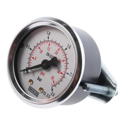 WIKA Analogue Pressure Gauge 2.5bar Back Entry, 7834018, 0bar min.