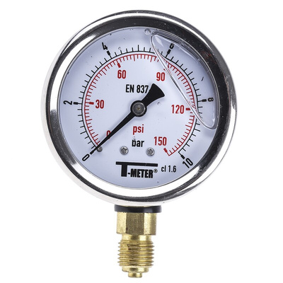 Sferaco G 1/4 Analogue Pressure Gauge 10bar Bottom Entry, 1613006, 0bar min.