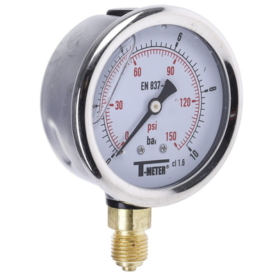 Sferaco G 1/4 Analogue Pressure Gauge 10bar Bottom Entry, 1613006, 0bar min.