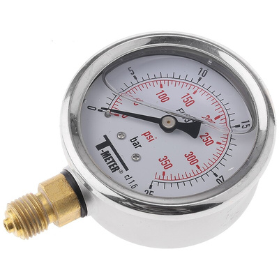 Sferaco G 1/4 Analogue Pressure Gauge 25bar Bottom Entry, 1613008, 0bar min.