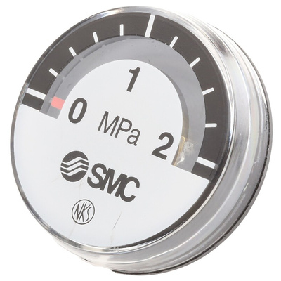 SMC Analogue Pressure Gauge 2MPa Back Entry, G27-20-R1, 0MPa min.