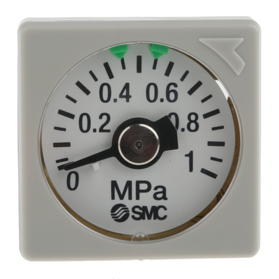 SMC Analogue Pressure Gauge 1MPa Back Entry, GC3-10AS, 0MPa min.