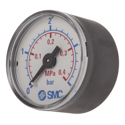 SMC Analogue Pressure Gauge 0.4MPa Back Entry, K8-4-40, 0MPa min.