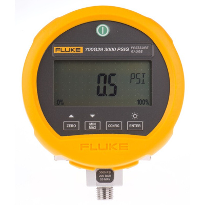 Fluke G 1/4 Digital Pressure Gauge 200bar Bottom Entry, Fluke-700G29, RS232, -0.97bar min.