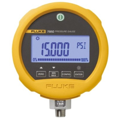 Fluke G 1/4 Digital Pressure Gauge 340bar Bottom Entry, Fluke-700G30, RS232, RS Calibration, -0.97bar min.